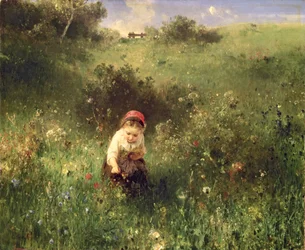 Une jeune fille dans un champ